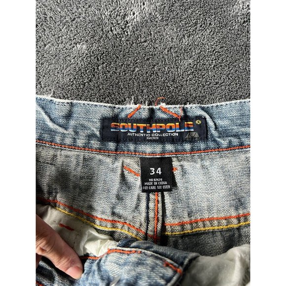 Southpole Men’s Vintage 1990s Baggy Y2K Embroidered Skateboard Jeans 34 - Picture 4 of 10